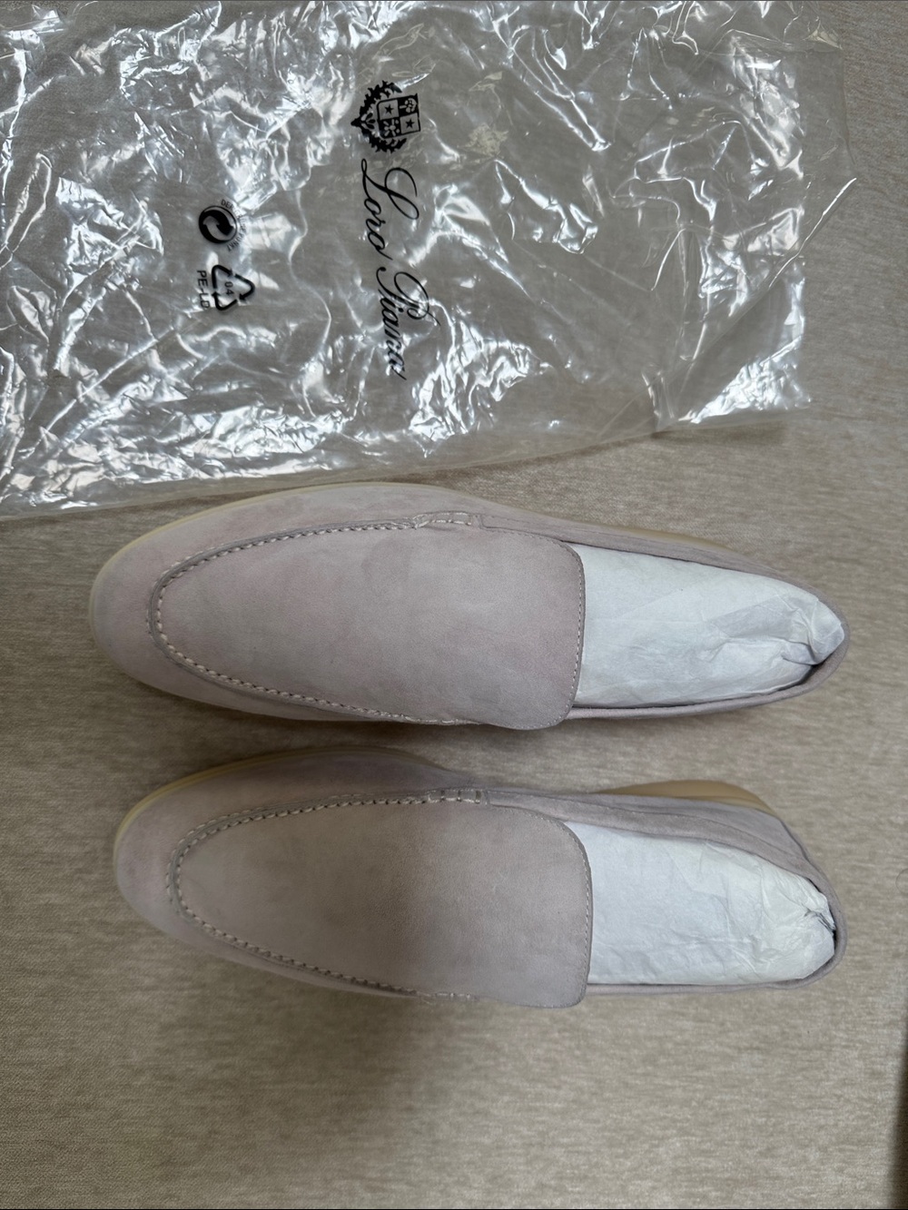 Men's Italian Loro Suede Summer Walk Loafers Light Gray New Size 43 - Picture 3 of 6